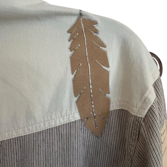Vtg 80s Womens Wrangler Western Shirt M Native American Concho Feathers Cowgirl - Picture 10 of 15